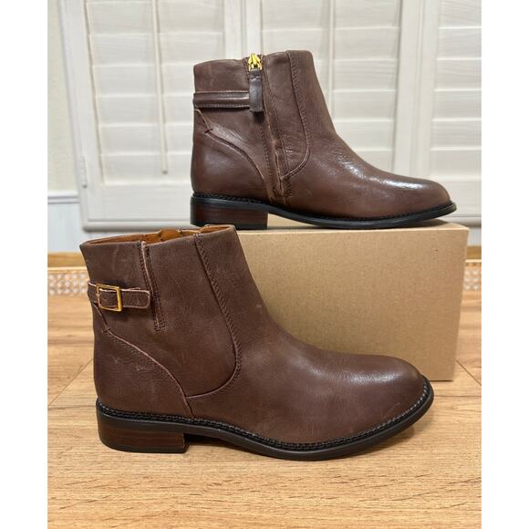 Franco Sarto Women's Hansa Boots Brown Leather Size 8 NWOB Buckle Strap - Picture 3 of 11